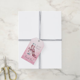 Etiqueta Para Presente Pink Champagne Glass Aged To Perfection Birthday