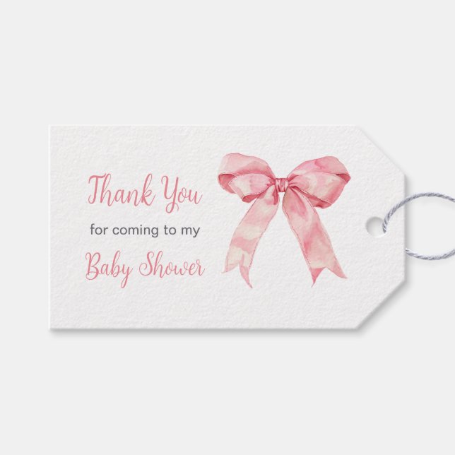 Etiqueta Para Presente Pink Coquette Bow Baby Shower (Frente (horizontal))