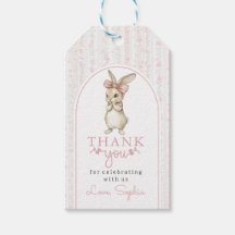 Pink Coquette Bunny Birthday Gift Tags