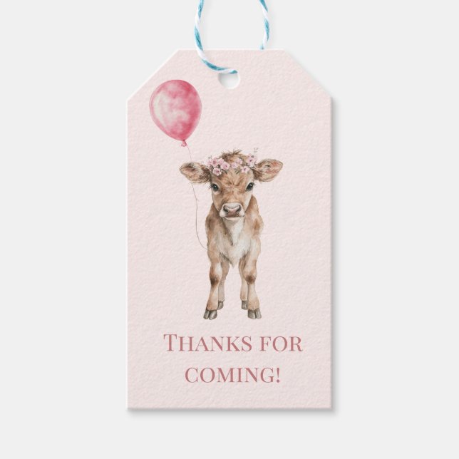 Etiqueta Para Presente Pink Cowgirl Birthday | Farm Theme 1st  (Frente)