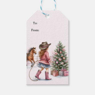 Etiqueta Para Presente Pink Cowgirl Lasseamento Natal