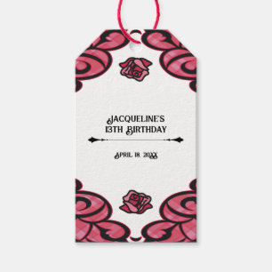 Etiqueta Para Presente Pink e Black Gated Rose Princesa Aniversário 