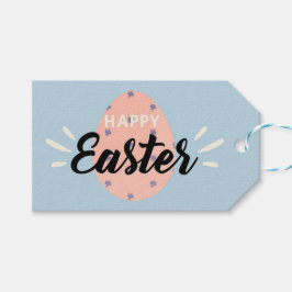 Etiqueta Para Presente Pink Easter Egg on Light Blue