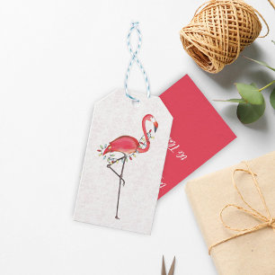 Etiqueta Para Presente Pink Flamingo de praia de Natal