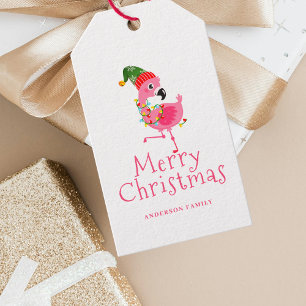 Etiqueta Para Presente Pink Flamingo Tropical Natal