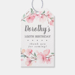 Etiqueta Para Presente Pink Floral 100º Aniversário Obrigado Marcas Fav