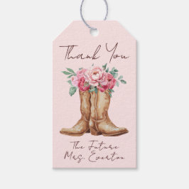 Etiqueta Para Presente Pink Floral Cowgirl Boots BRIDAL SHOWER Thank You