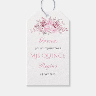 Etiqueta Para Presente Pink Floral Quinceanera Gift Tag Spanish