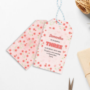 Etiqueta Para Presente Pink Floral Terceiro Favor do Partido Personalizad