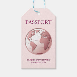 Etiqueta Para Presente Pink Globe Passport Travel Baby Shower