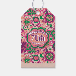 Etiqueta Para Presente Pink Groovy Psychedelic 60s 70s Floral Birthday