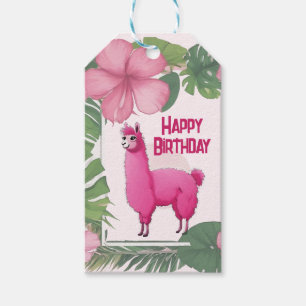 Etiqueta Para Presente Pink Happy Smiling Lama