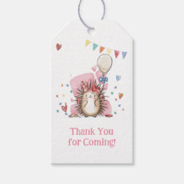 Etiqueta Para Presente Pink Hedgehog Children's Birthday Gift Tag