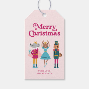 Etiqueta Para Presente Pink Nutcracker Animal Feliz Natal