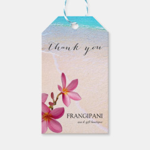 Etiqueta Para Presente Pink Plumeria Beach Weding ou Business Custom