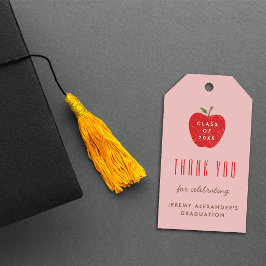 Etiqueta Para Presente Pink Red Apple Graduation Party Favor Gift Tag