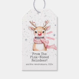 Etiqueta Para Presente Pink Reindeer Christmas