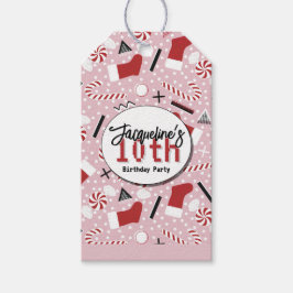 Etiqueta Para Presente Pink Retro Christmas Peppermint Birthday