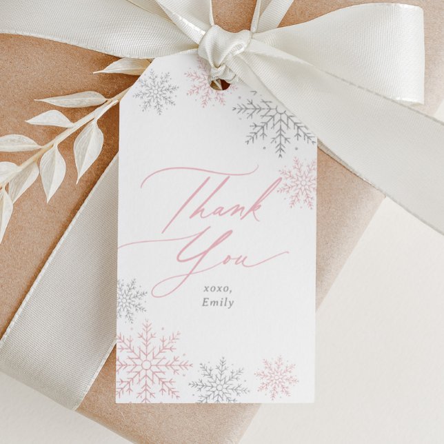 Etiqueta Para Presente Pink Snowflake Glitter Birthday (Criador carregado)