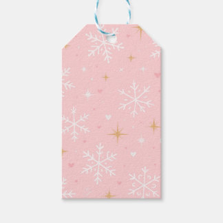 Etiqueta Para Presente Pink Snowflake & Gold Sparkle Christmas Gift Tag 