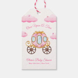 Etiqueta Para Presente Pink Sweet Fairy Princess Carriage Baby Shower
