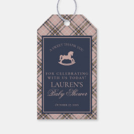 Etiqueta Para Presente Pink Tartan Plaid Rocking Horse Baby Shower Favors