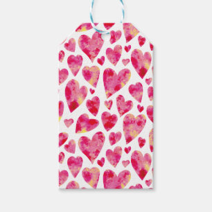 Etiqueta Para Presente Pink Watercolor Love Heart Standard