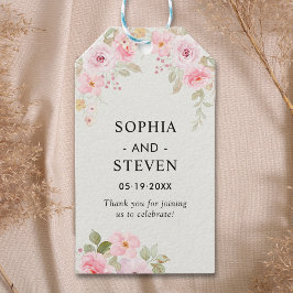 Etiqueta Para Presente Pink Watercolor Roses Modern Wedding Party