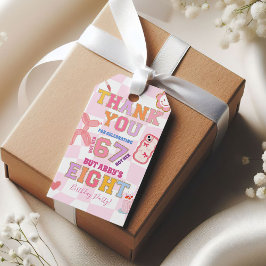 Etiqueta Para Presente Pink Wavy Retro 67 8th Birthday Thank You Tag