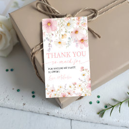 Etiqueta Para Presente Pink Wildflower Birthday Favor Tags