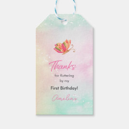 Etiqueta Para Presente Pink Wings Baby Girl Butterfly Birthday Gift Tags