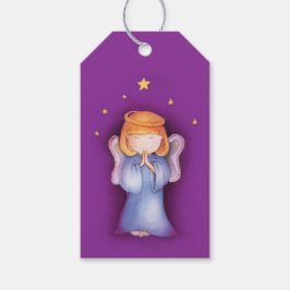 Etiqueta Para Presente Pintada de Natal, garota de anjo.