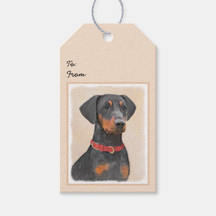 Etiqueta Para Presente Pintura Alemã Pinscher Pintura Original Arte Anima