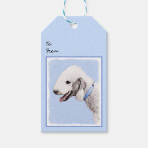 Etiqueta Para Presente Pintura de Bedlington Terrier - Arte de Cachorro O