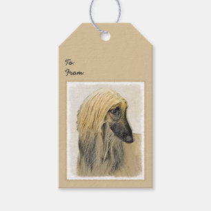 Etiqueta Para Presente Pintura De Cães Afegã - Arte De Cachorro Origina