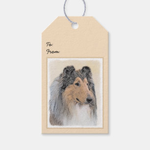 Etiqueta Para Presente Pintura de Collie (Rough) - Arte Cão Original Bon