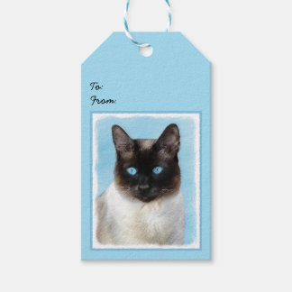 Etiqueta Para Presente Pintura de Gato Siamês - Arte de Gato Original Fof