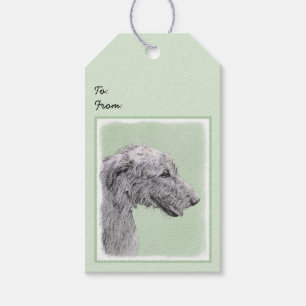 Etiqueta Para Presente Pintura de Irish Wolfhound - Arte Original de Cach