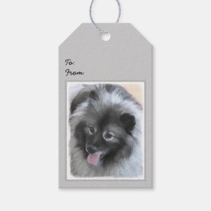 Etiqueta Para Presente Pintura de Keeshond Bailey - Arte de Cachorro Orig
