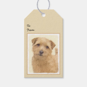 Etiqueta Para Presente Pintura de Norfolk Terrier - Arte de Cachorro Orig