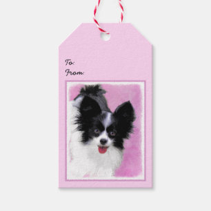 Etiqueta Para Presente Pintura de Papillon (Branco e Preto) - Arte Canina