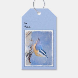 Etiqueta Para Presente Pintura De Pássaros Original De Raça Vermelha