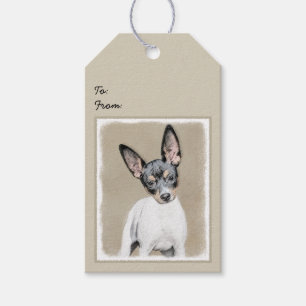 Etiqueta Para Presente Pintura de Rat Terrier - Arte de Cachorro Original