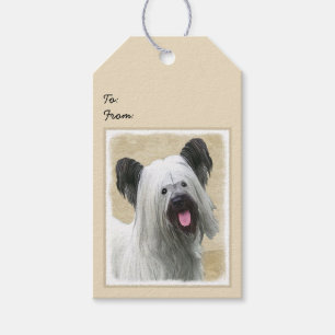 Etiqueta Para Presente Pintura de Skye Terrier - Arte de Cachorro Origina