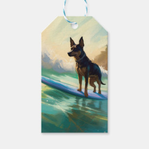 Etiqueta Para Presente Pintura de surf em praia australiana Kelpie