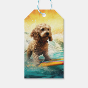 Etiqueta Para Presente Pintura de surf em praia em Cockapoo