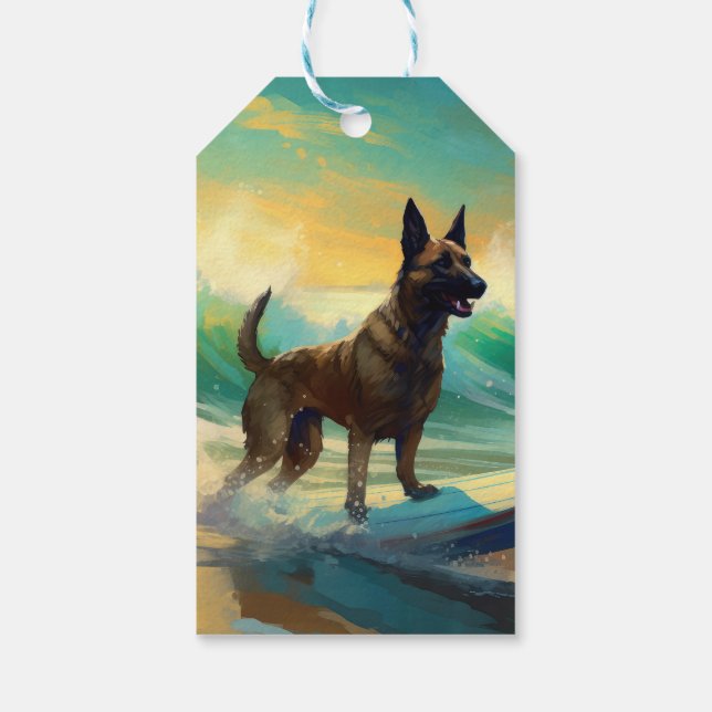 Etiqueta Para Presente Pintura de surfe em Malinoi, na Bélgica (Verso)