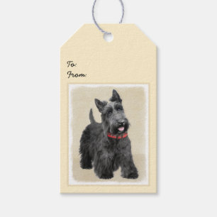 Etiqueta Para Presente Pintura de Terrier escocês - Arte de cão origina