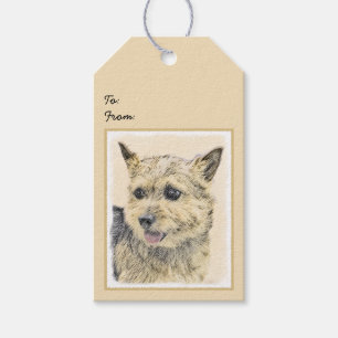 Etiqueta Para Presente Pintura de Terrier Norwich - Arte de Cachorro Orig