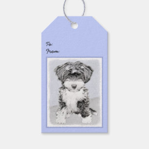 Etiqueta Para Presente Pintura de Terrier Tibetano - Arte de cão origina